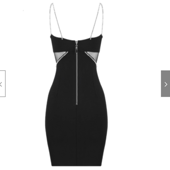 NEW! ELEGANT RHINESTONE LITTLE BLACK MINI DRESS SEXY CRYSTAL CROSS STRAP DETAIL - Picture 5 of 11